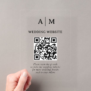 Black & White QR Code Wedding Acrylic Invitations