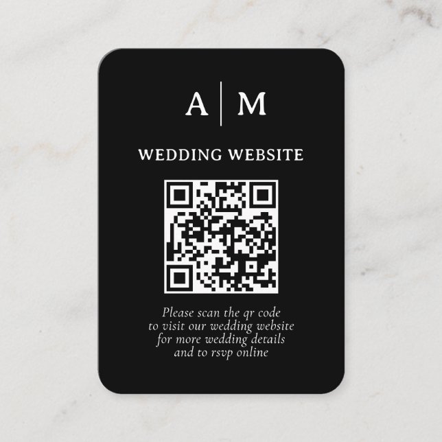Black & White QR Code Wedding Enclosure Card (Front)