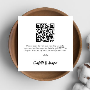Black white QR code wedding RSVP Enclosure Card
