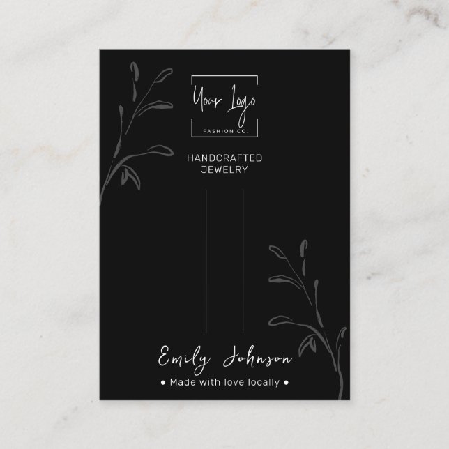 Black & White QR Jewellery Hair Clip Display Card (Front)