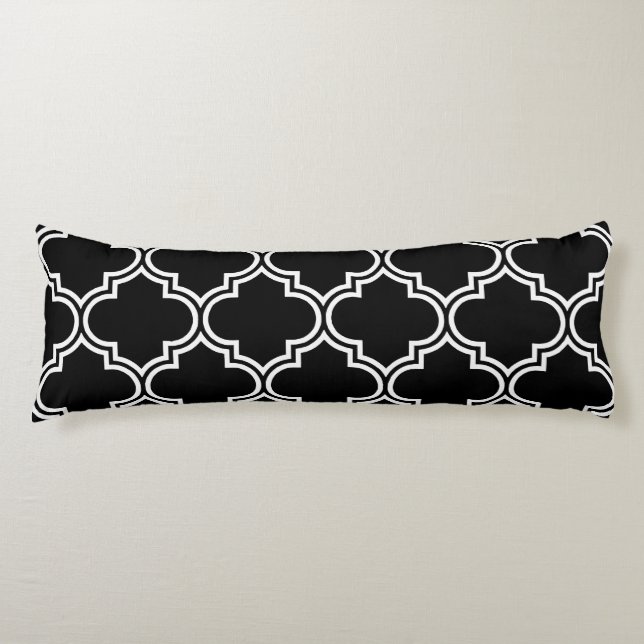 Black & White Quatrefoil Body Cushion (Front)