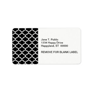 Black White Quatrefoil Pattern #2 Label