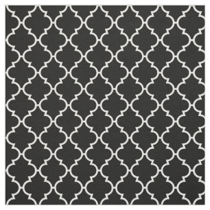 Black White Quatrefoil Pattern Fabric