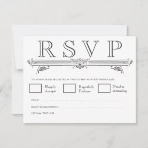 Black & White Quatrefoil Wedding RSVP Cards