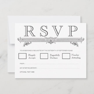 Black & White Quatrefoil Wedding RSVP Cards