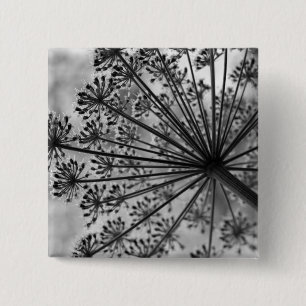 Black & White Queen Anne's Lace 15 Cm Square Badge