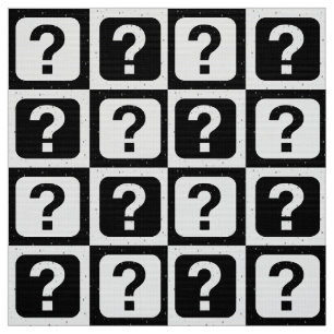 Black White Question Mark Pattern Fabric