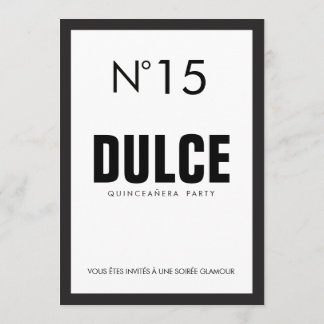 Black & White QUINCEAÑERA 15 Birthday Party Invitation