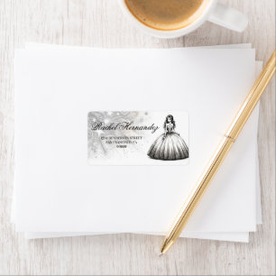 Black & White Quinceañera Girl Label