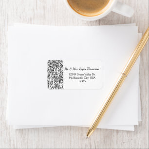 Black & White Rabbit Drawing Modern Animal Custom Label