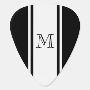Black & White Racer Stripe Monogram Guitar Pick