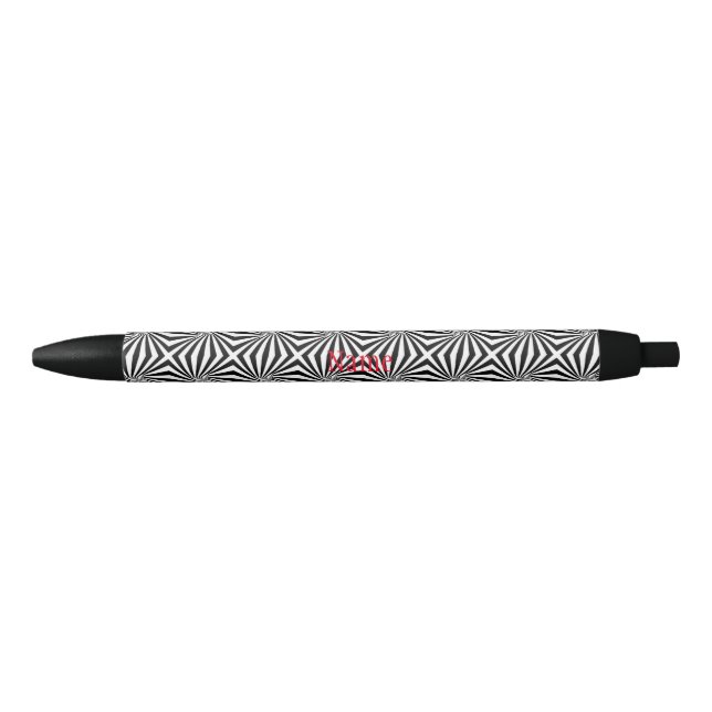Black White Radiating Pattern Thunder_Cove  Black Ink Pen (Front)