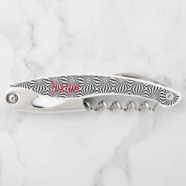 Black White Radiating Pattern Thunder_Cove Corkscrew (Front)