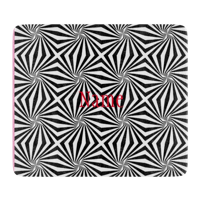 Black White Radiating Pattern Thunder_Cove Cutting Board (Front)