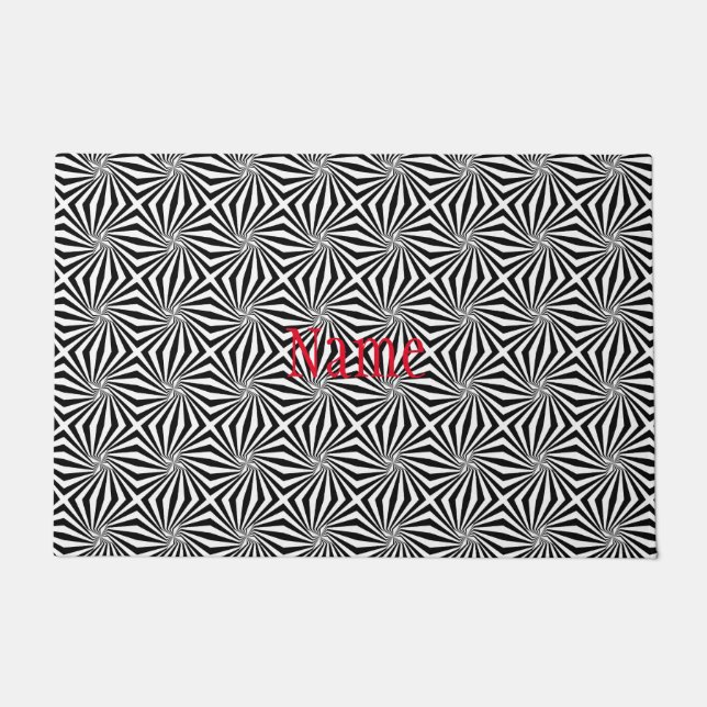 Black White Radiating Pattern Thunder_Cove Doormat (Front)