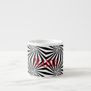Black White Radiating Pattern Thunder_Cove Espresso Cup
