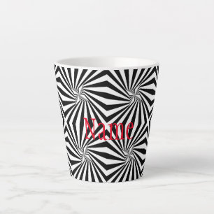 Black White Radiating Pattern Thunder_Cove Latte Mug