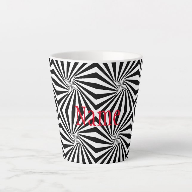 Black White Radiating Pattern Thunder_Cove  Latte Mug (Front)