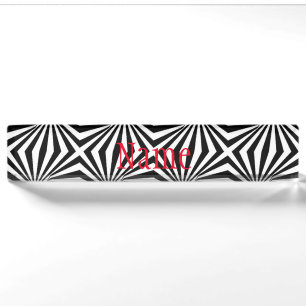 Black White Radiating Pattern Thunder_Cove Nameplate