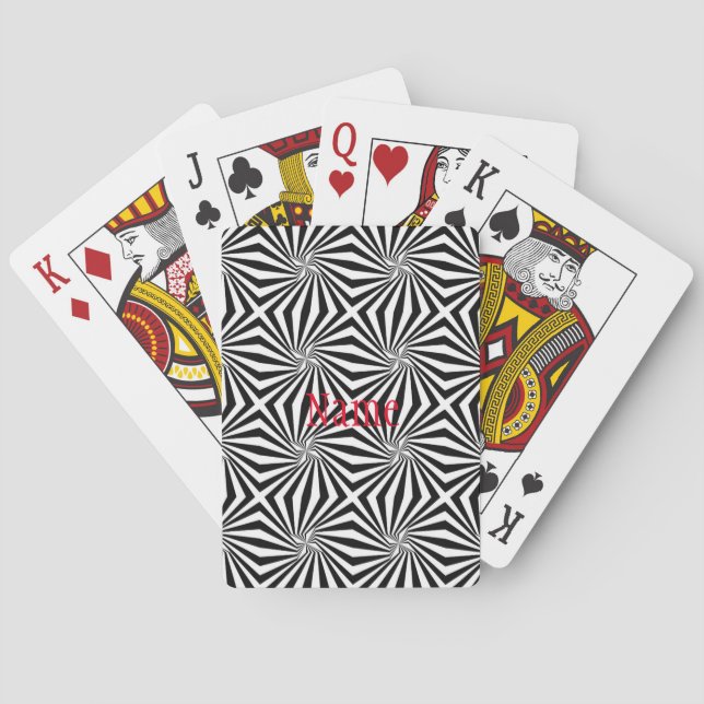 Black White Radiating Pattern Thunder_Cove Playing Cards (Back)