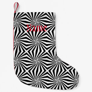 Black White Radiating Pattern Thunder_Cove Small Christmas Stocking