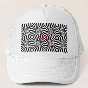 Black White Radiating Pattern Thunder_Cove Trucker Hat