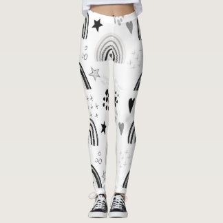 Black white rainbow minimal leggings