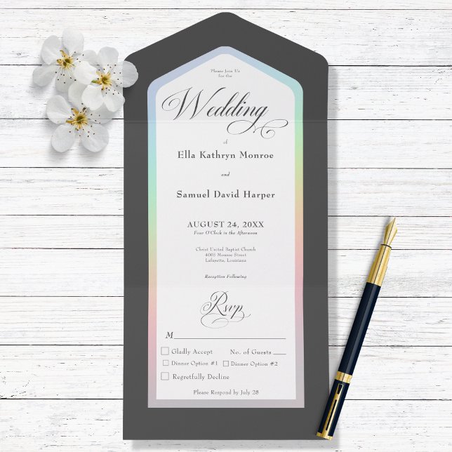Black & White Rainbow Modern Dinner All In One Invitation (Creator Uploaded)