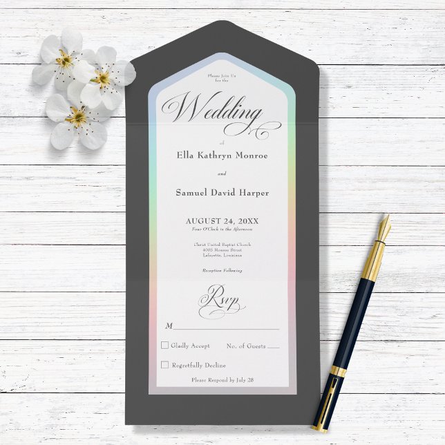 Black & White Rainbow Modern No Dinner All In One Invitation (Creator Uploaded)