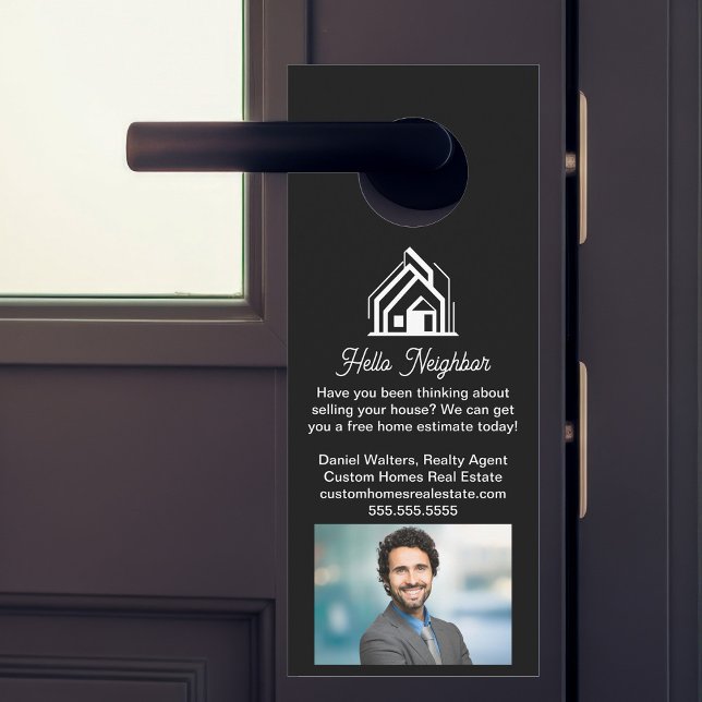 Black White Real Estate Company Advertising Home Door Hanger (Creator Uploaded)
