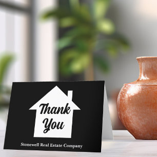 Black White Real Estate Company Custom Modern Thank You Card