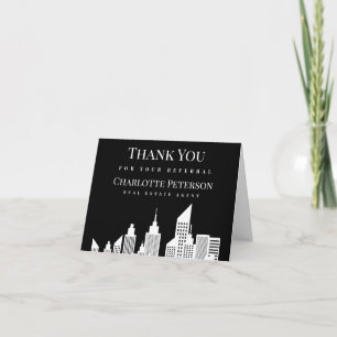 Black & White Real Estate Realtor Referral  Thank You Card