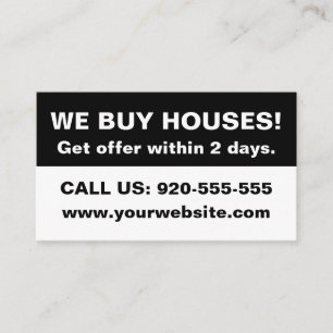 Black & White Real Estate Realtor We Buy Houses Business Card