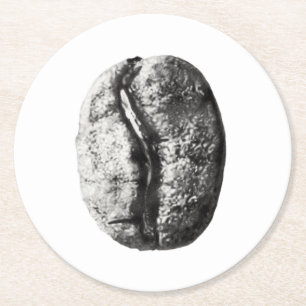 Black & White Realistic Coffee Bean Pencil Drawing Round Paper Coaster