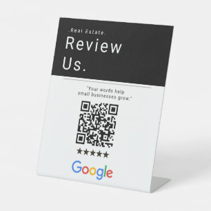 Black & White Realtor Review Us QR Code Sign