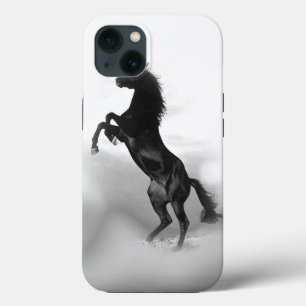 Black White Rearing Horse Silhouette iPhone Case