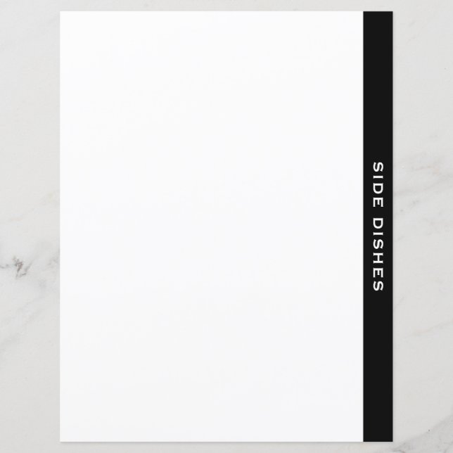 Black & White Recipe Divider | Side Dishes (Front)