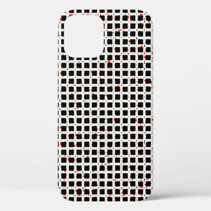 Black White Red Abstract Pattern Chic iPhone 12 Case