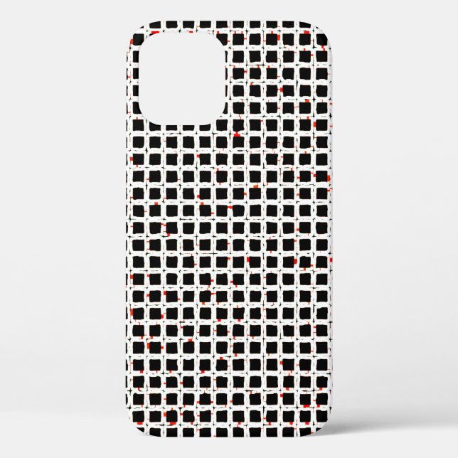 Black White Red Abstract Pattern Chic Case-Mate iPhone Case (Back)