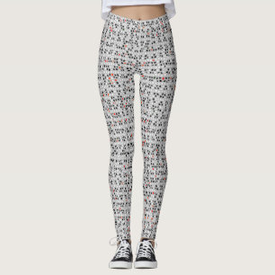 Black White Red Abstract Pattern Chic Leggings