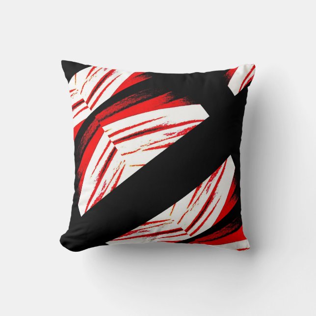 Black, white red,  abstract pattern solid back cushion (Front)