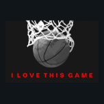 Black White Red Basketball Love Game Poster<br><div class="desc">I Love This Game. Popular Sports - Basketball Game Ball Image.</div>