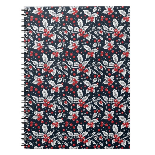 Black White Red Berry Holiday Notebook (Front)