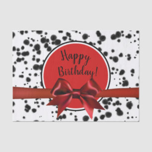 Black White Red Bow Dalmatian Spots Birthday Party Tissue Paper