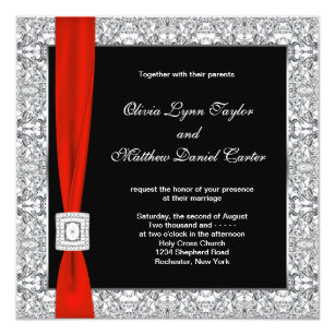 red black wedding invitations