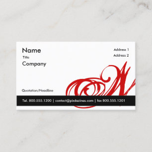 Black white red business card Monogram A to Z