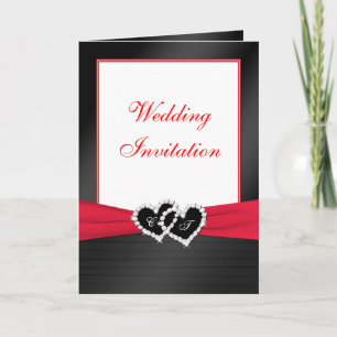 Black, White, Red Card Style Wedding Invitation