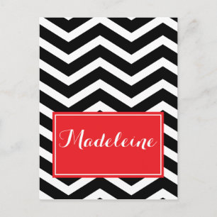 Black White Red Chevron Custom Postcard