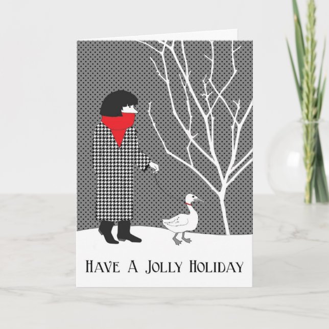 Black White Red Christmas Duck Card (Front)