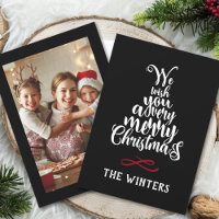 Black White Red Christmas Tree Lettering Photo